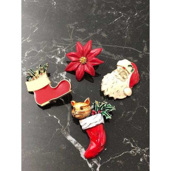 Lot of Vintage Holiday Brooches - Picture 1 of 6